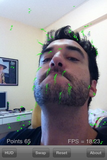 Lucas Kanade Optical Flow for the iPhone - Head tilting backwards